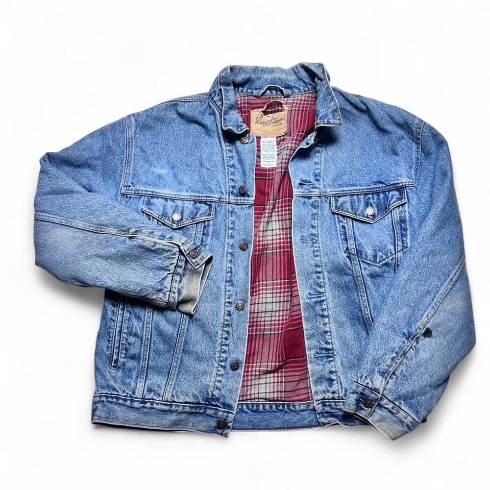 Levi Strauss Signature Vintage Y2k Jean Denim Flannel Lined Standard Trucker L